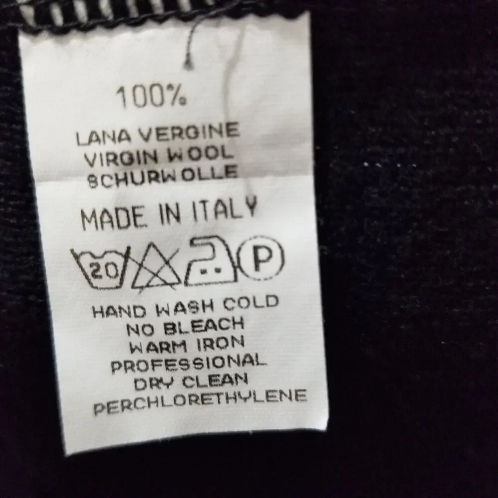Gran Sasso Cardigan Sweater Vest Mens Waistcoat 100% Virgin Wool Black Italy
